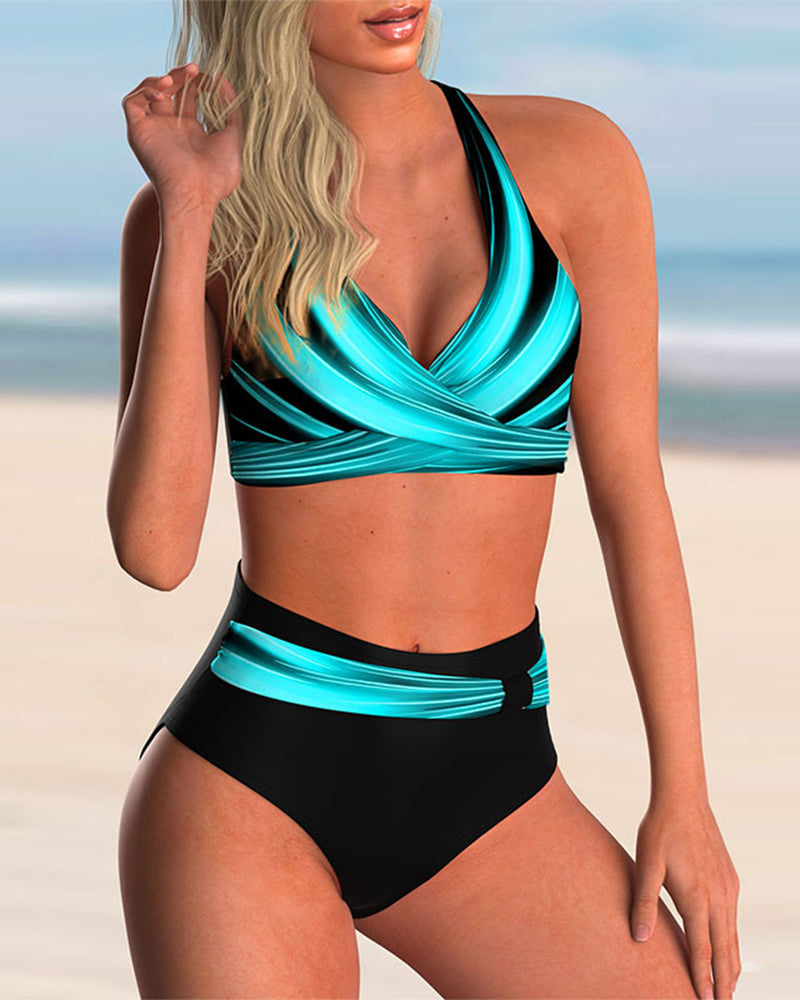 Victoria | Bikini Set with Cross Detail and Print