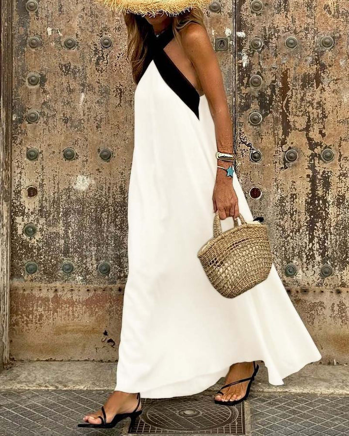 SELVAYA™ | LUXE HALTER MAXI DRESS FOR SUMMER ELEGANCE
