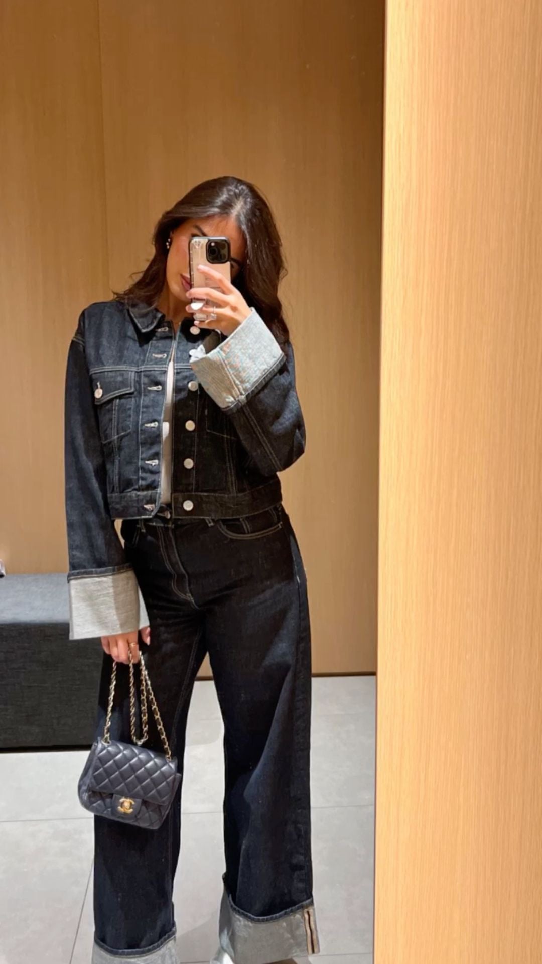 TALORA – COLLARED LONG SLEEVES DENIM TWO-PIECE SET