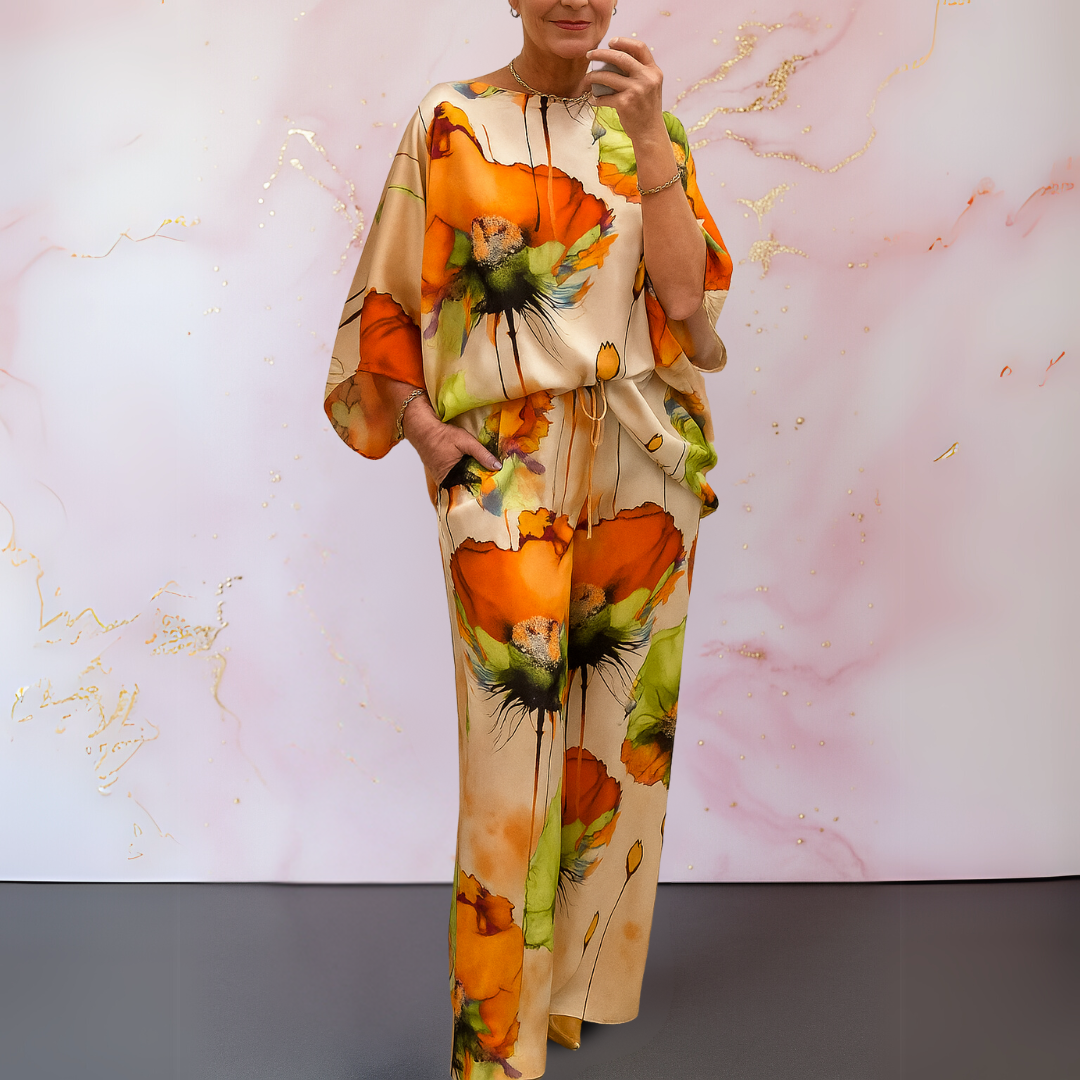 Teodora - Artistic Satin Two-Piece Set