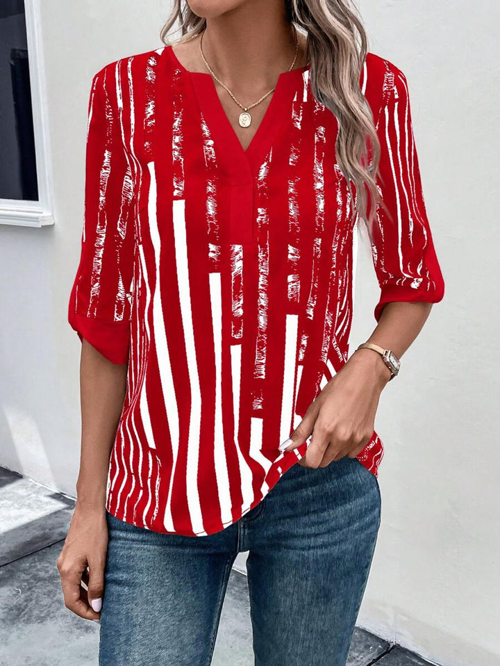 DAELYN™ | STRIPED BLOUSE WITH NOTCHED NECKLINE