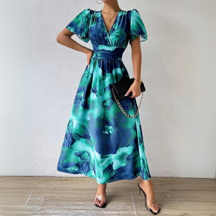Malvera™ | Watercolour Vintage Print Maxi Dress