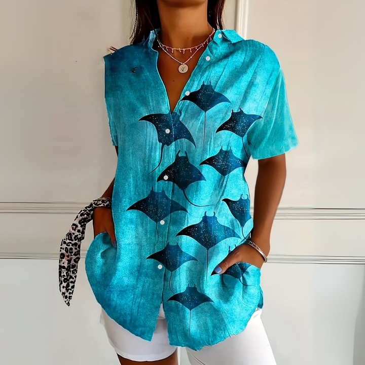 Marivienne™ | Watercolour Ocean Print Shirt