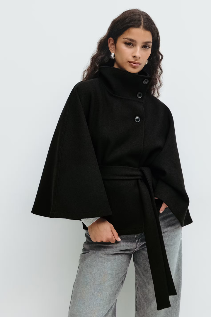 Loreza™ | Elegant Women’s Coat with Belt & High Collar