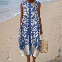 Blue Palm Print
