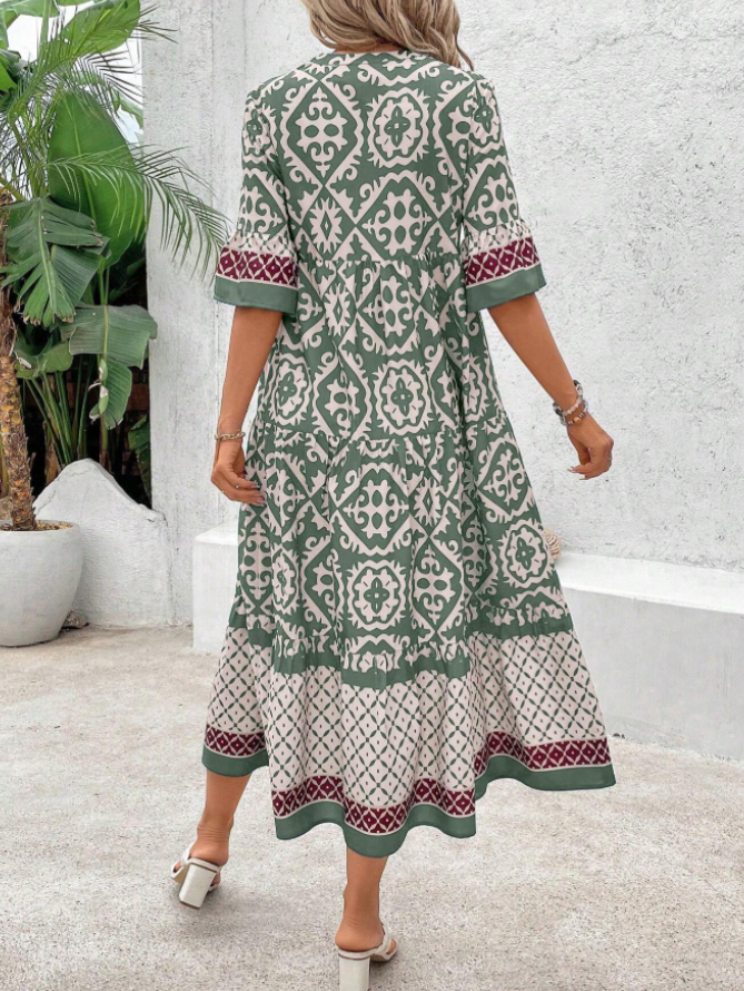 MIREINA™ | FLOWY BOHO MIDI DRESS WITH POCKETS