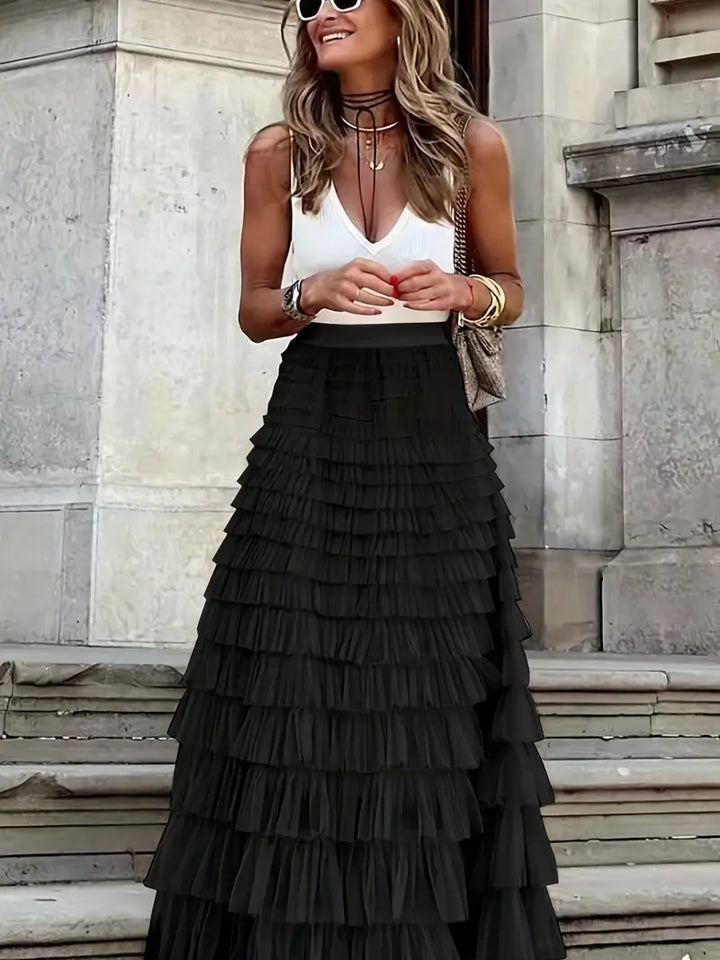 Cascade Layered Hem Skirt