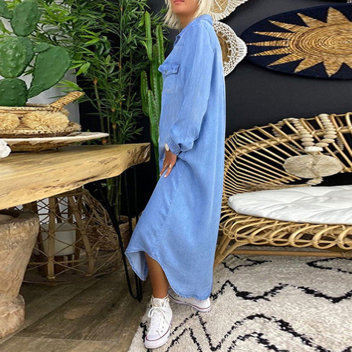 NAOMARA™ | LONG-SLEEVE DENIM MAXI DRESS