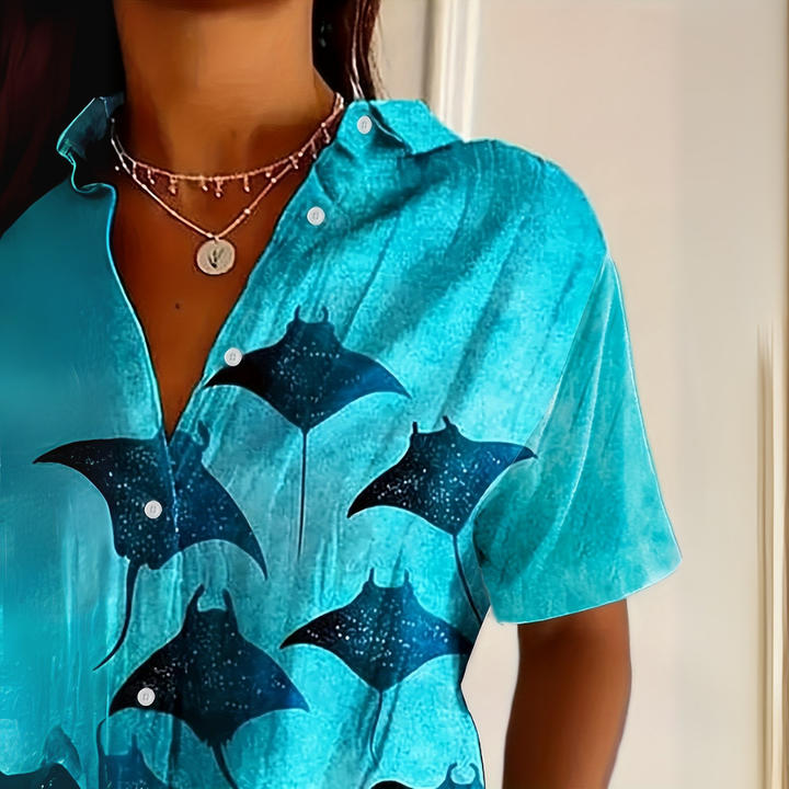 Marivienne™ | Watercolour Ocean Print Shirt