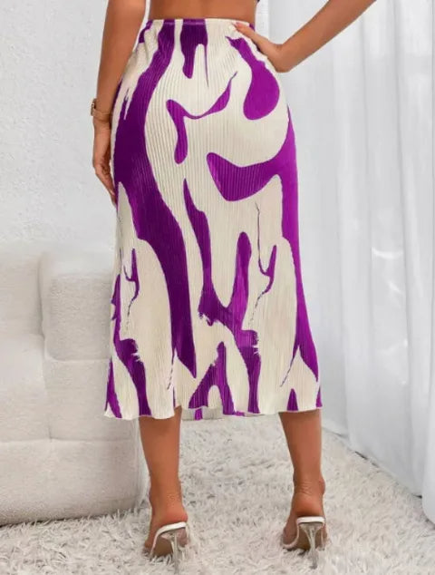 Abstract Edit Pleated Maxi Skirt