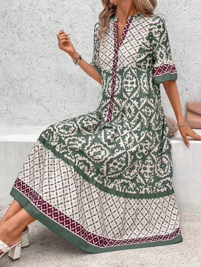 MIREINA™ | FLOWY BOHO MIDI DRESS WITH POCKETS