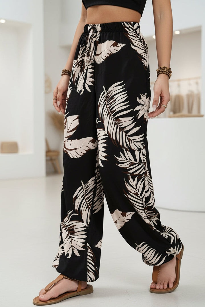 LINDE - LEAF PRINT SUMMER PANTS