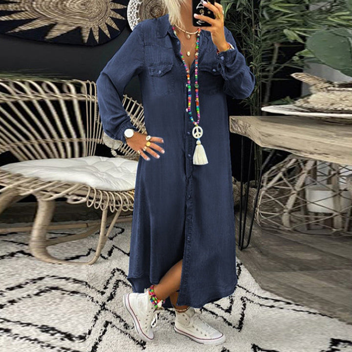 NAOMARA™ | LONG-SLEEVE DENIM MAXI DRESS