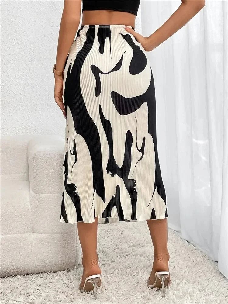 Abstract Edit Pleated Maxi Skirt