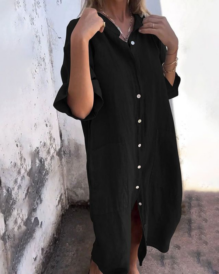 MEIVA | Cotton Linen Shirt Long Dress