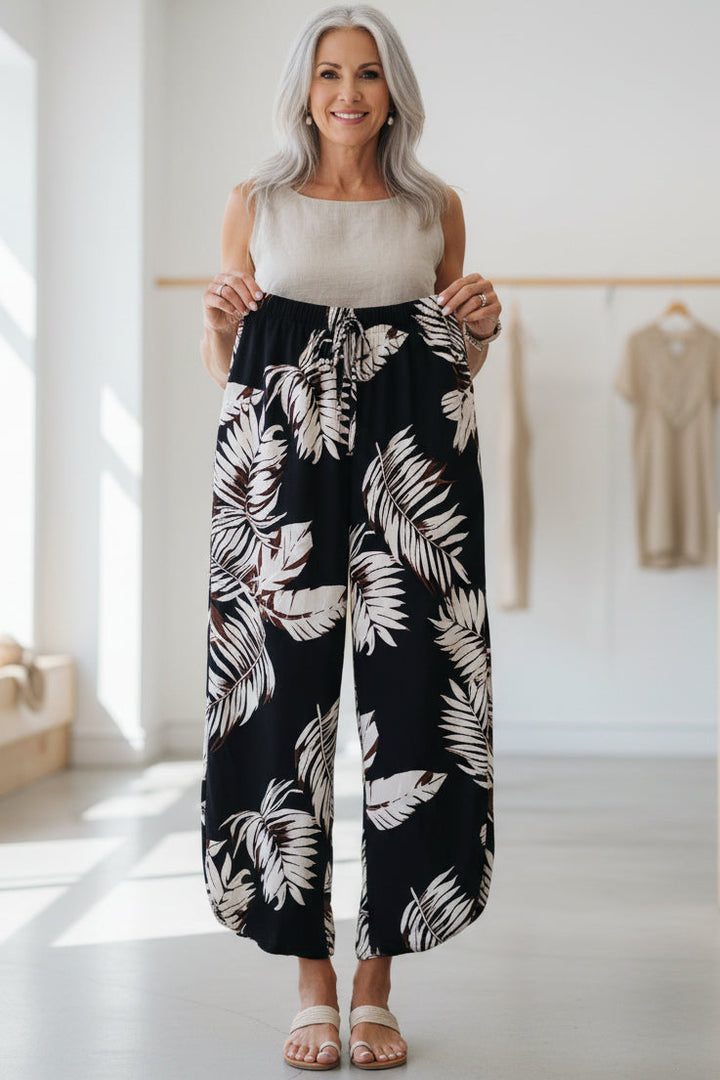 LINDE - LEAF PRINT SUMMER PANTS