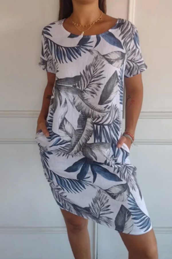 FREYA | BOTANICAL PRINT ROUND NECK DRESS