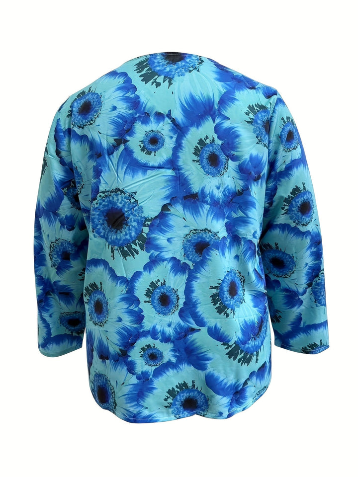 Selira™ | Watercolour Floral Long Sleeve Blouse