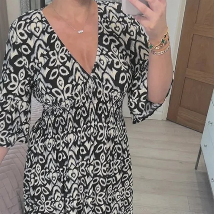 Elviana™ | Floral V-Neck Dress