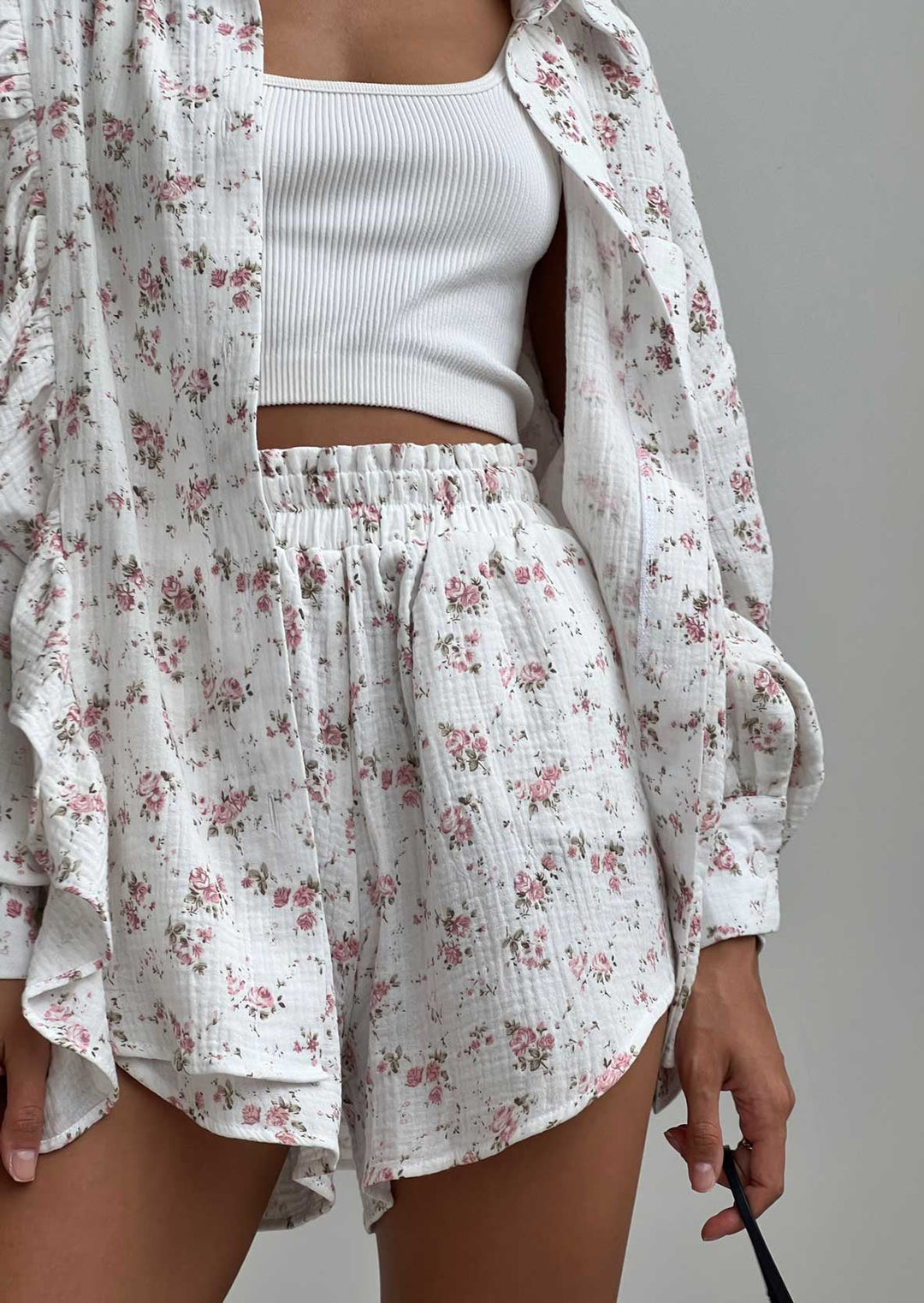 MAIRIN – FLORAL PRINT SHIRT & SHORTS TWO-PIECE SET