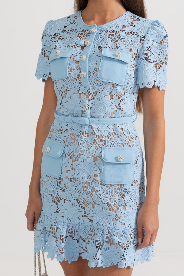 AMELIE | EMBROIDERED FLORAL DRESS - BLUE