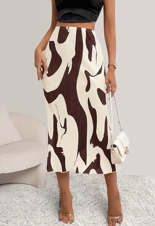 Abstract Edit Pleated Maxi Skirt