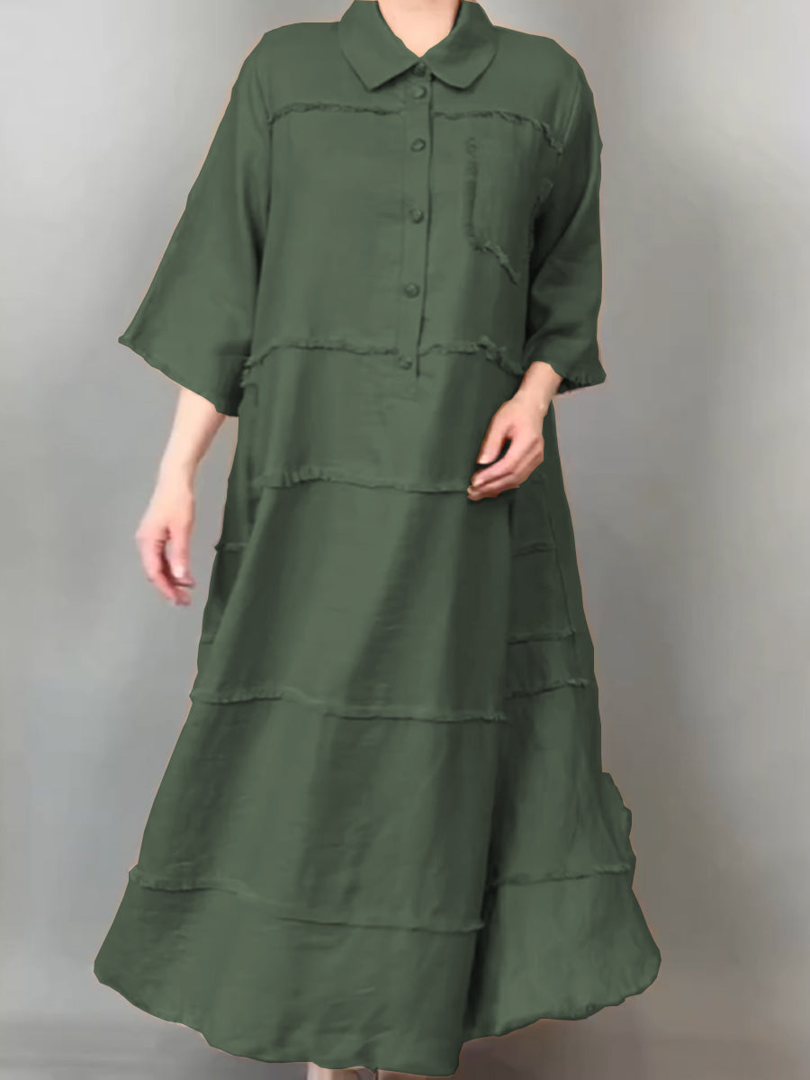 Lena™ | Tassel Pocket Linen Shirt Dress