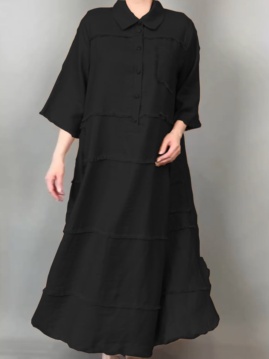 Lena™ | Tassel Pocket Linen Shirt Dress