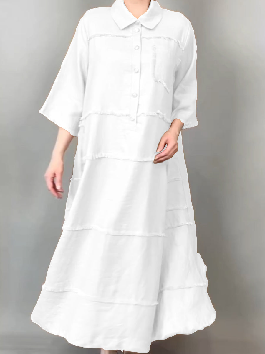 Lena™ | Tassel Pocket Linen Shirt Dress