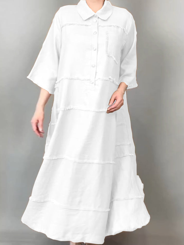 Lena™ | Tassel Pocket Linen Shirt Dress