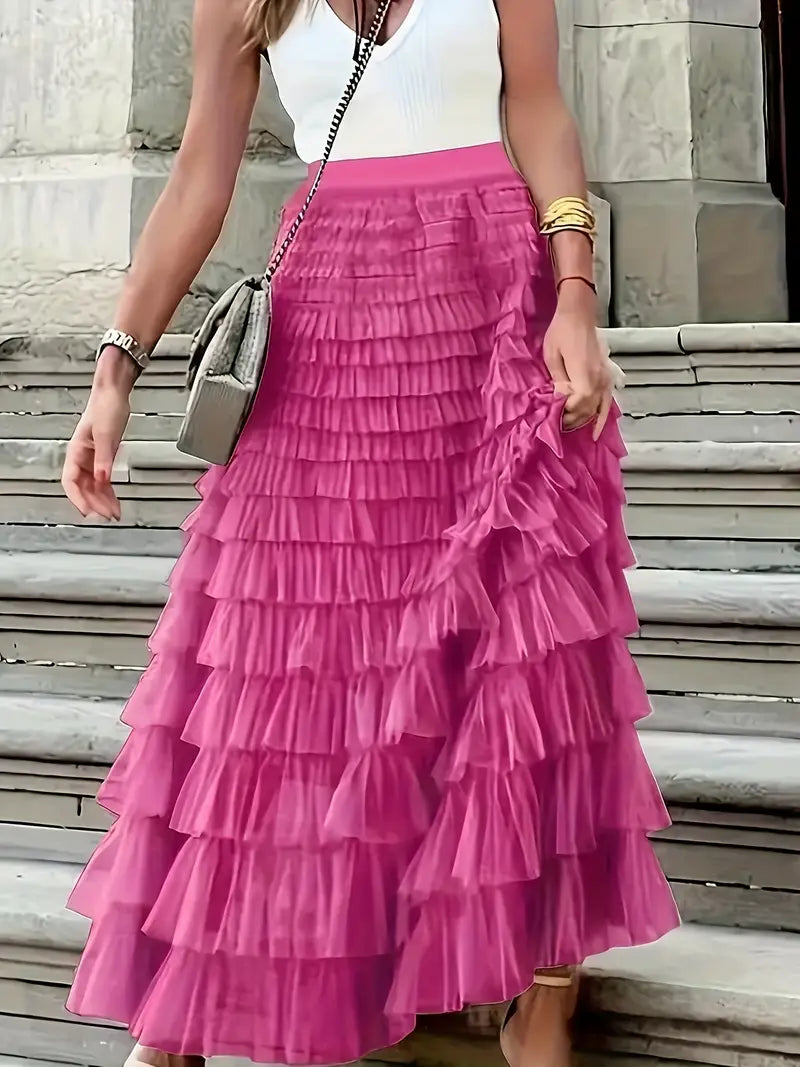 Cascade Layered Hem Skirt