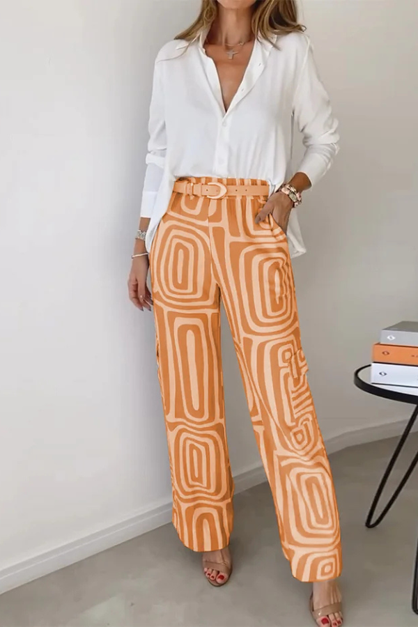 OLIVIA | STYLISH TROUSER SET WITH BLOUSE & BELT