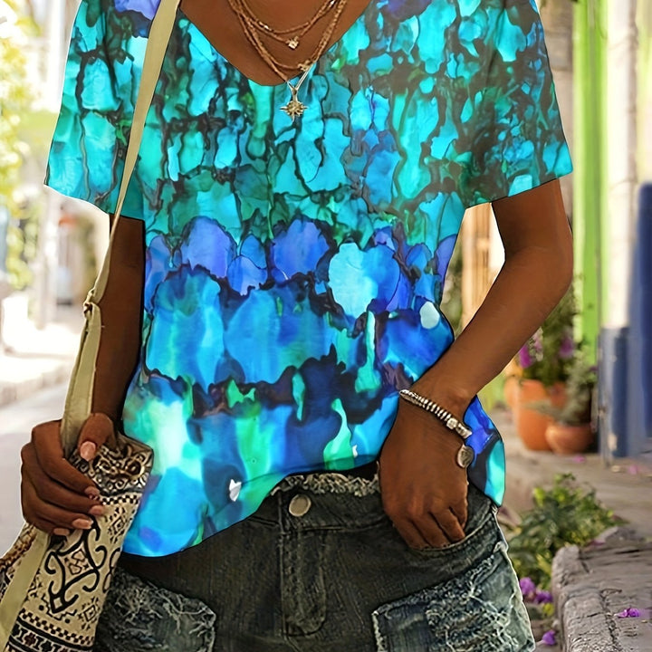 Marise™ | Watercolour Abstract V-Neck T-Shirt