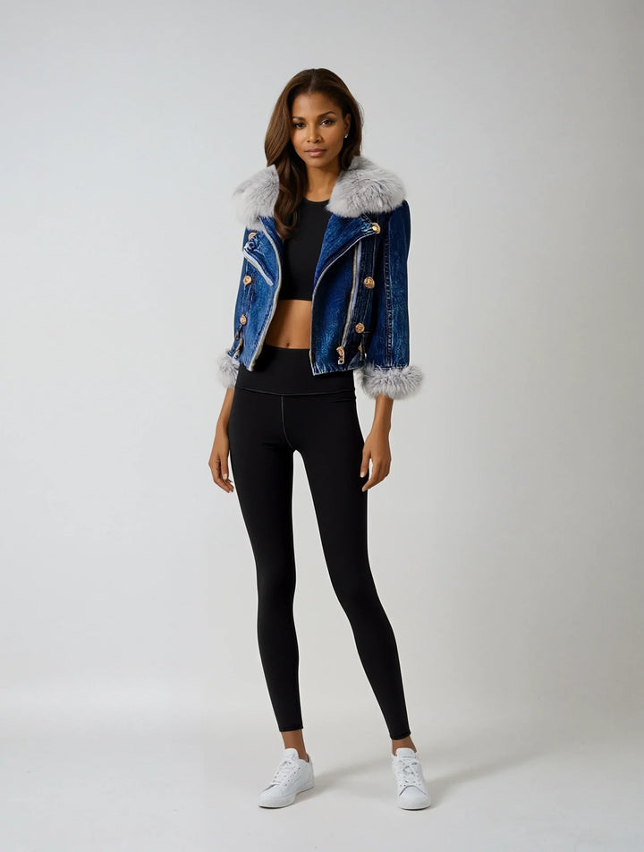 The Luxe Fur-Trimmed Denim Jacket