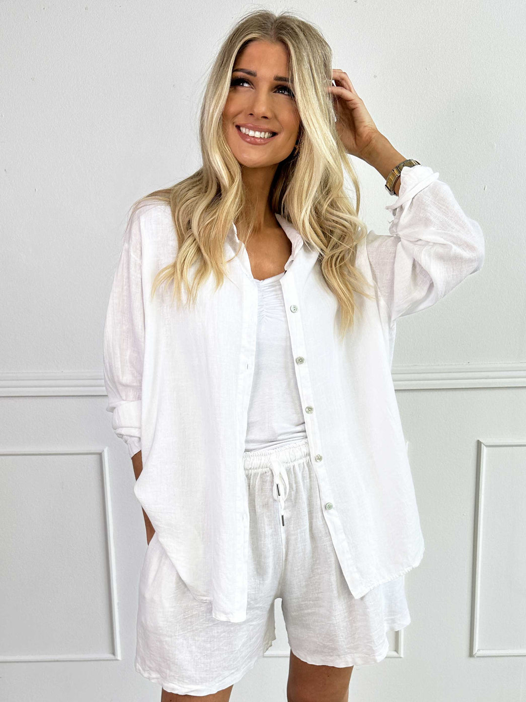 YONARA™ | SOLID COLOUR SHIRT IN VISCOSE & LINEN BLEND