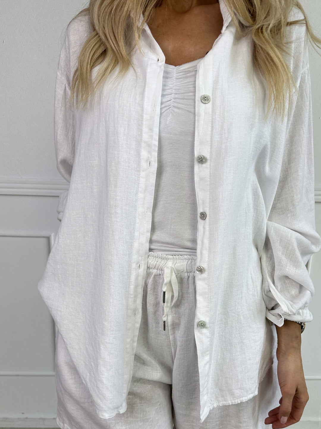 YONARA™ | SOLID COLOUR SHIRT IN VISCOSE & LINEN BLEND