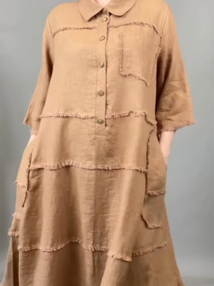 Lena™ | Tassel Pocket Linen Shirt Dress