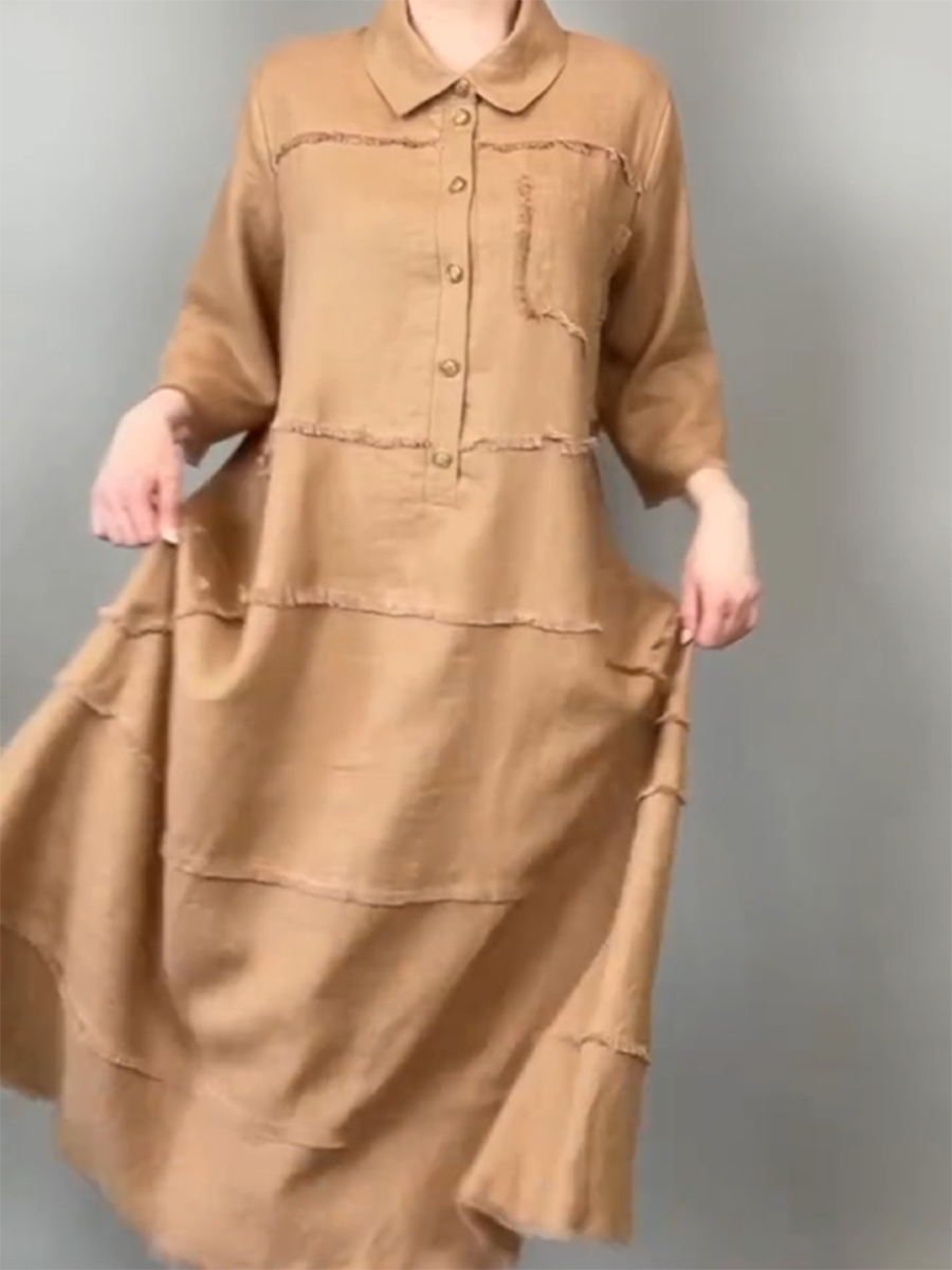Lena™ | Tassel Pocket Linen Shirt Dress