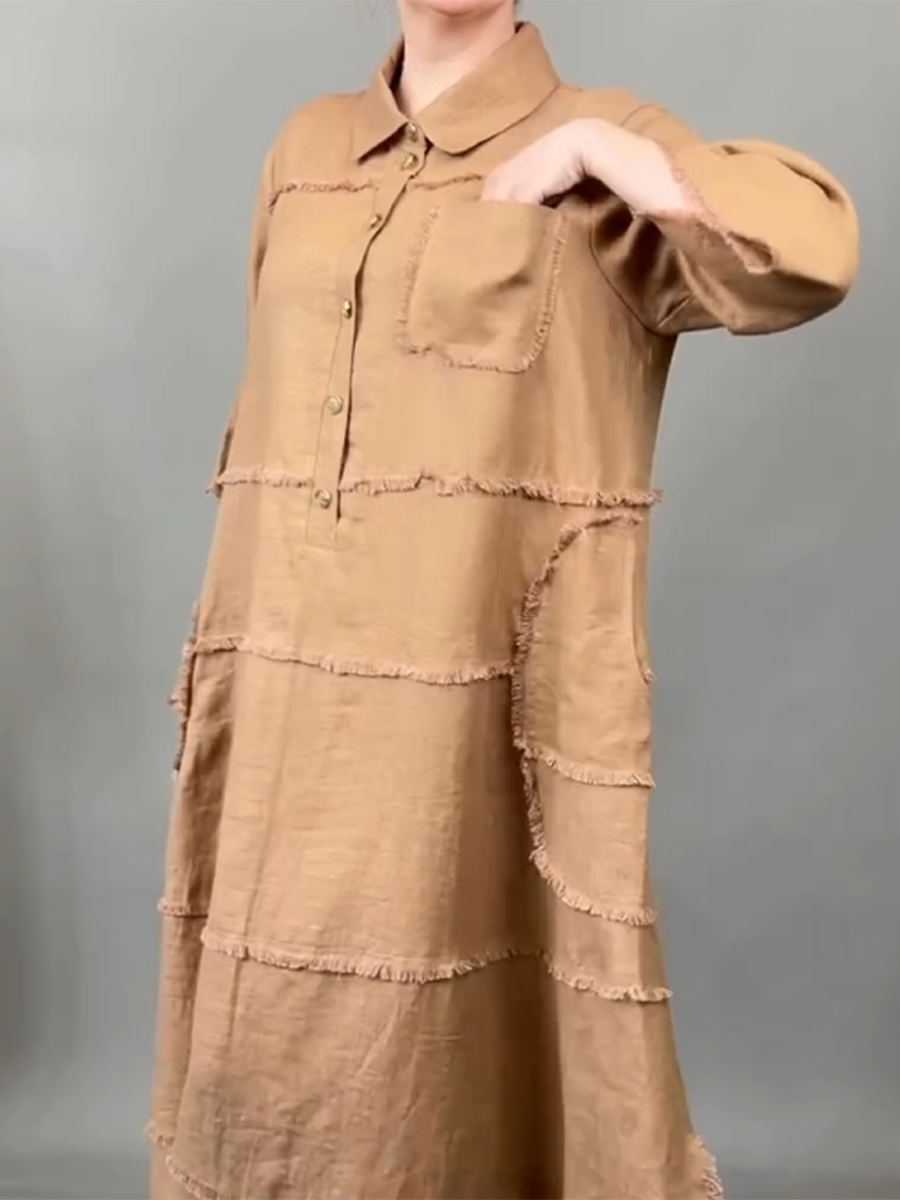 Lena™ | Tassel Pocket Linen Shirt Dress
