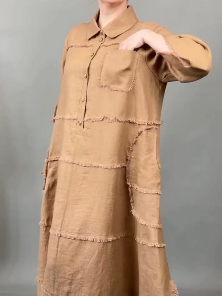 Lena™ | Tassel Pocket Linen Shirt Dress