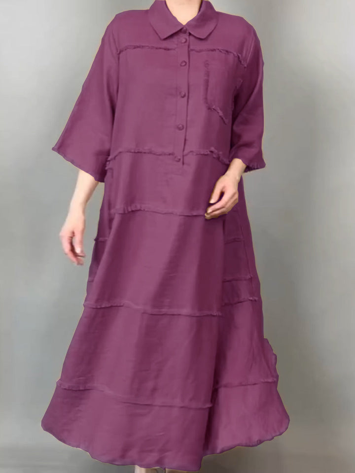 Lena™ | Tassel Pocket Linen Shirt Dress