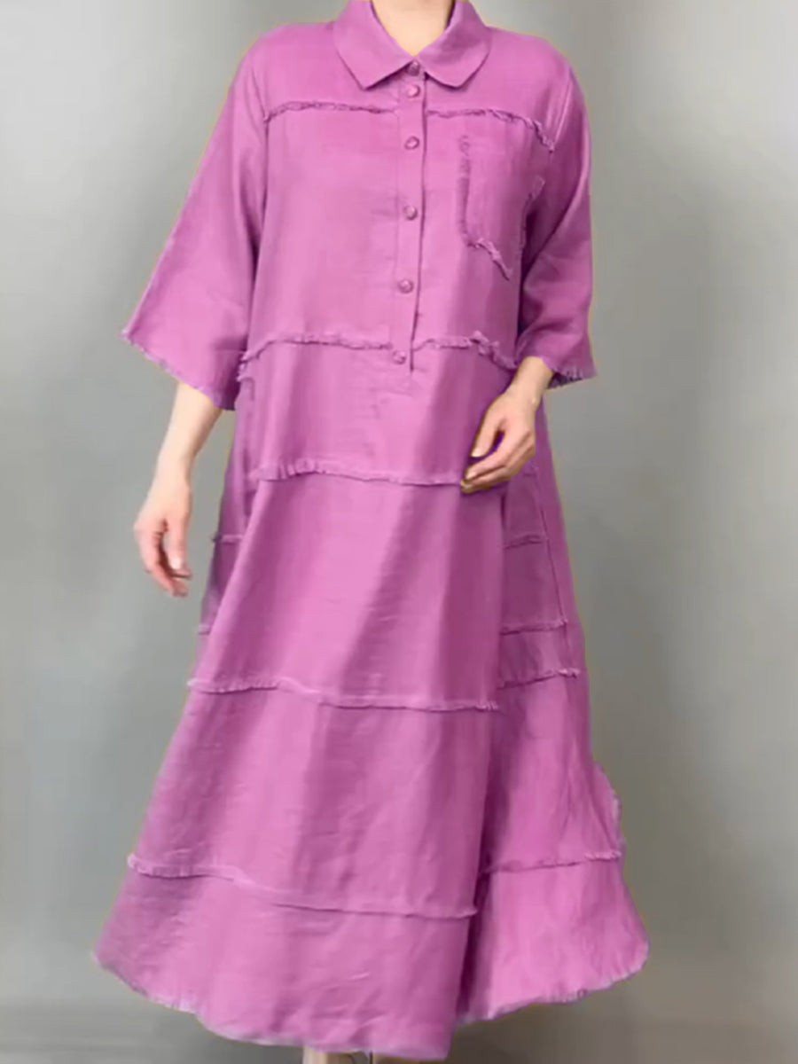 Lena™ | Tassel Pocket Linen Shirt Dress