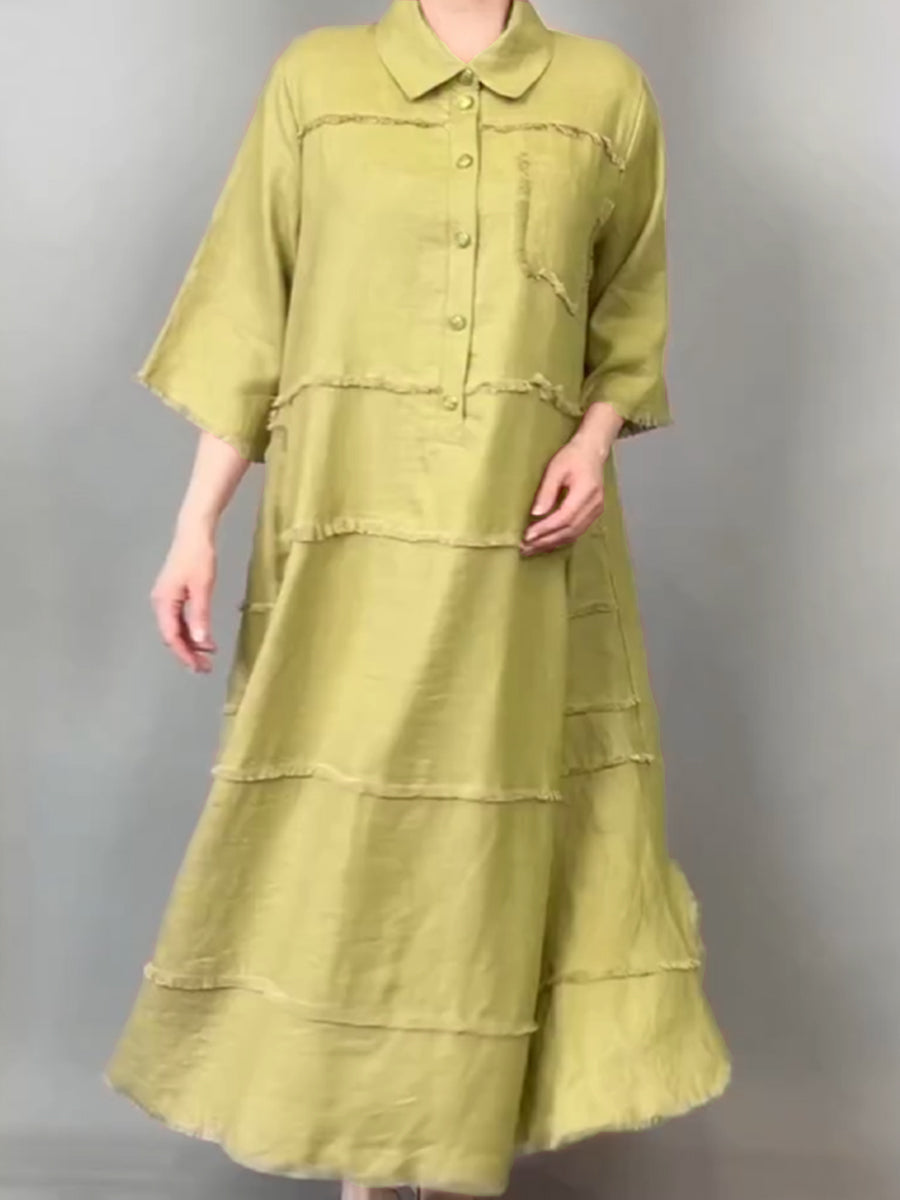 Lena™ | Tassel Pocket Linen Shirt Dress