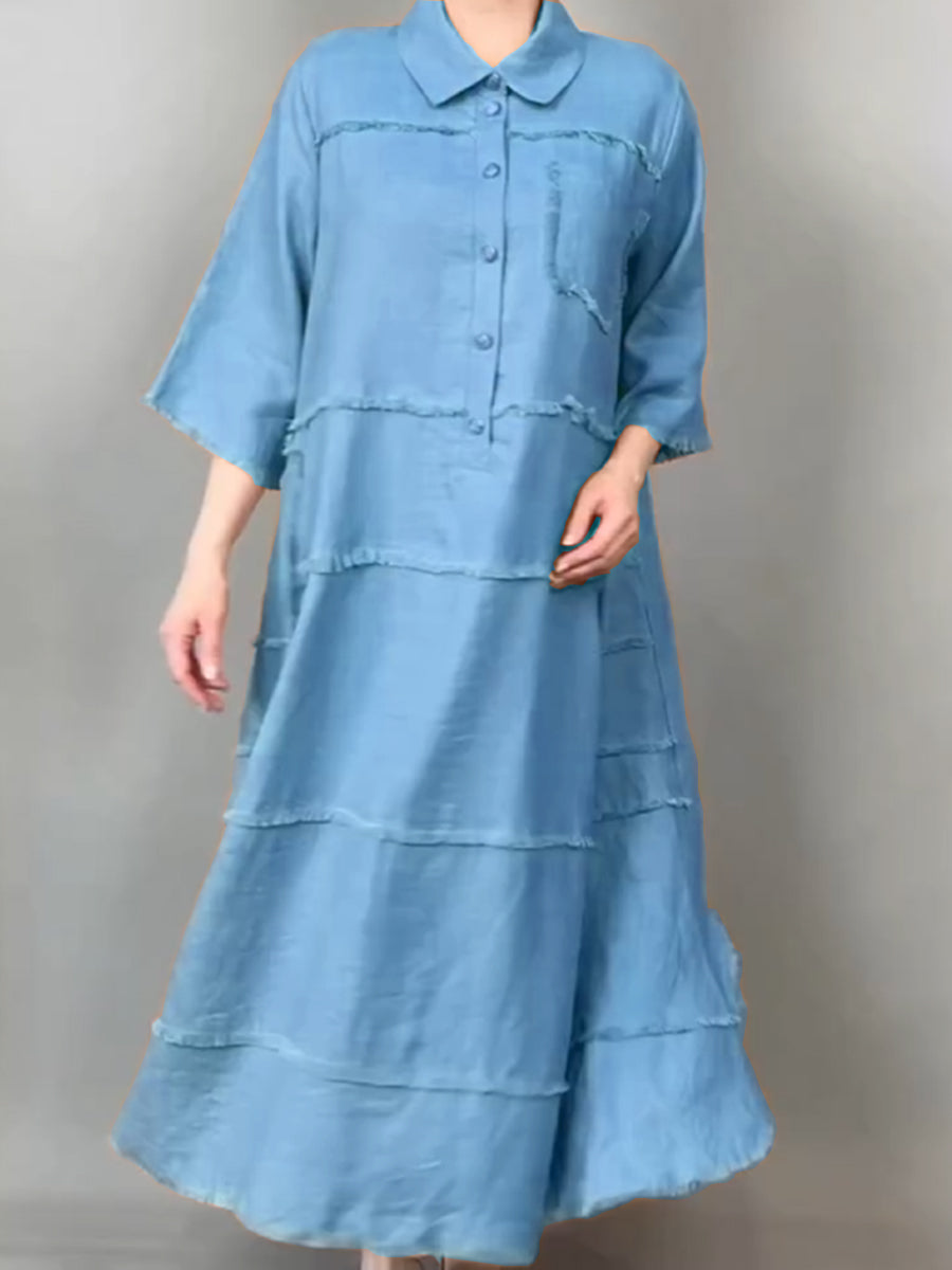 Lena™ | Tassel Pocket Linen Shirt Dress