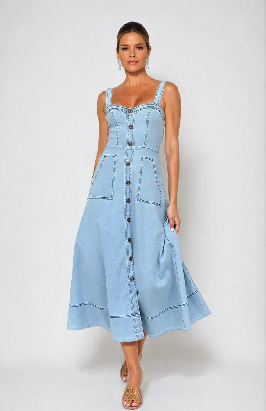 Elora Denim Midi Dress