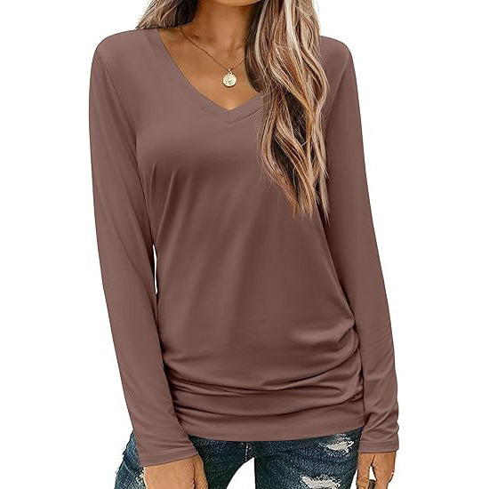 Lorena™ | Classic V-Neck Long Sleeve Top