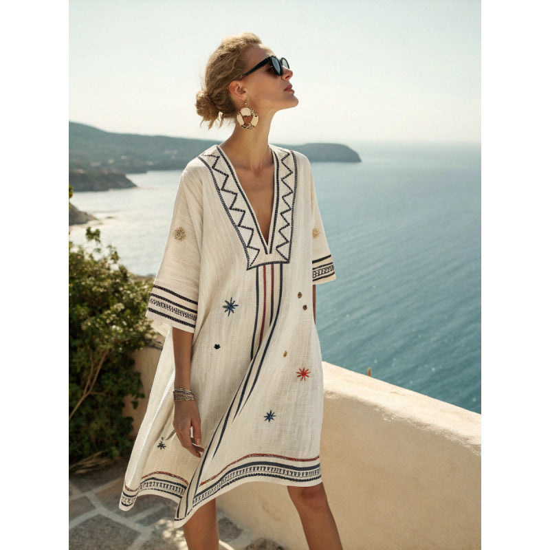 Amara™ | Bohemian Embroidered Kaftan Dress
