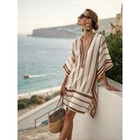 Beige with Coffee Brown Stripes
