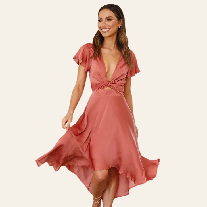 SARAH | FLUTTER SLEEVE MIDI DRESS