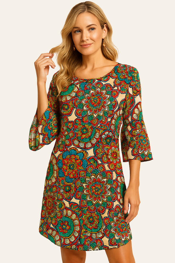 ISLA | BOHO PRINTED MIDI DRESS